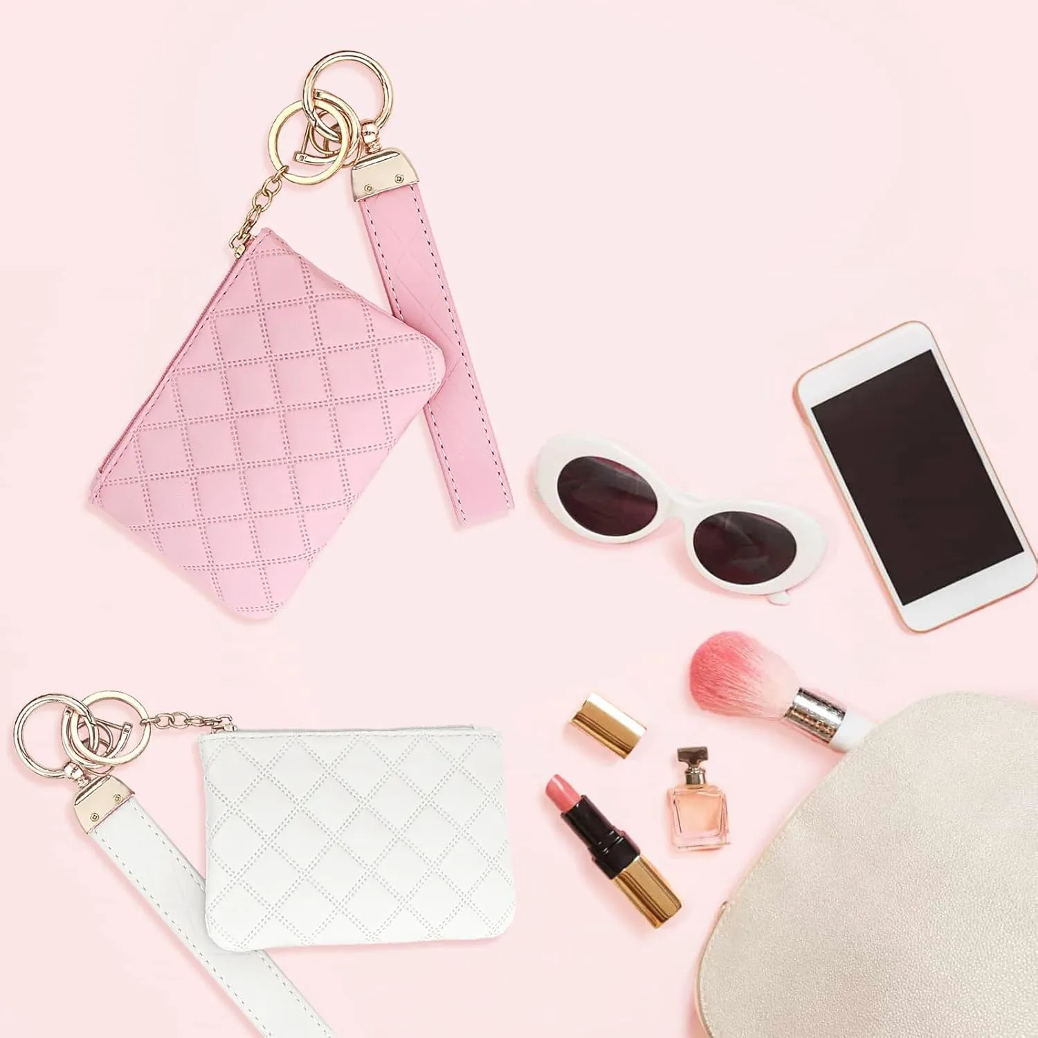 Wristlet Keychain for Women Leather Wallet Bracelet Car Key Chain Mini Coin Purse Wrist Chain for Wallets