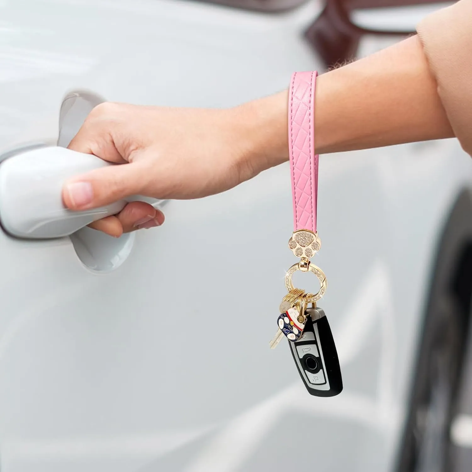 Wristlet Keychain,Wrist Keychain,Key Wristlet Car Key Chain Cat Lover Gifts for Women Men