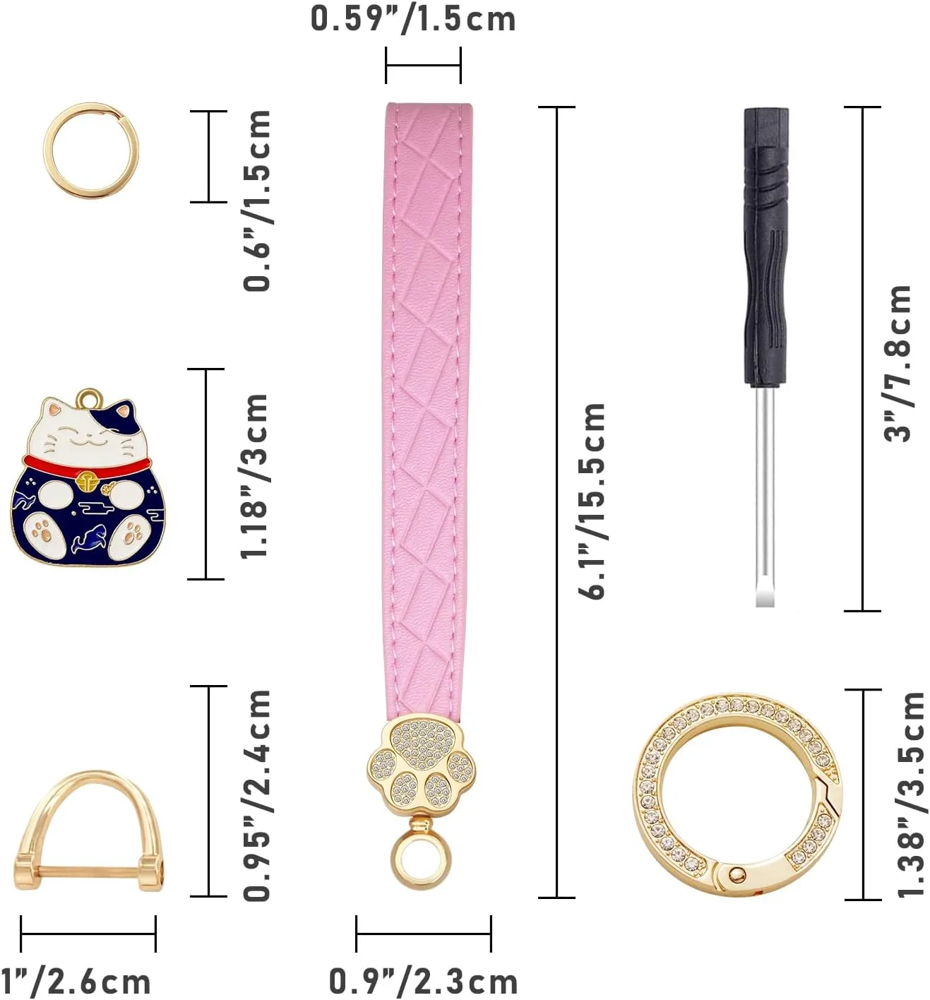 Wristlet Keychain,Wrist Keychain,Key Wristlet Car Key Chain Cat Lover Gifts for Women Men