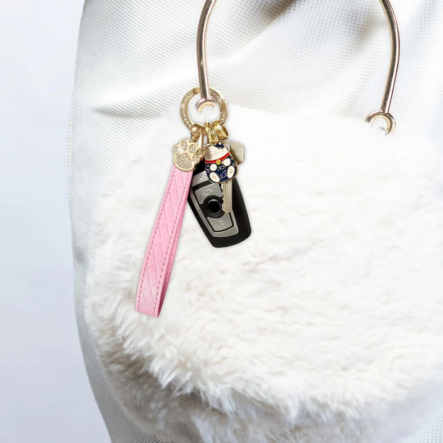 Wristlet Keychain,Wrist Keychain,Key Wristlet Car Key Chain Cat Lover Gifts for Women Men