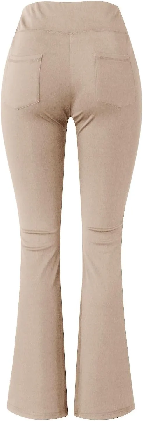Yoga Pants with Pockets for Women Flare Butt Lifting Workout Athletic Legging High Waist Gym Tights Bootcut Trouser