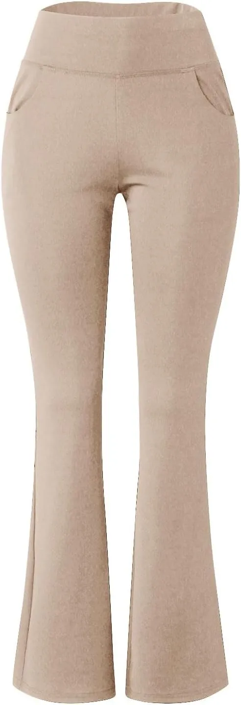 Yoga Pants with Pockets for Women Flare Butt Lifting Workout Athletic Legging High Waist Gym Tights Bootcut Trouser