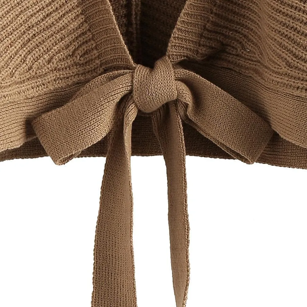ZAFUL Women's V Neck Cropped Sweater Ribbed Knit Pullover Tops Sexy Drop Shoulder Jumpers
