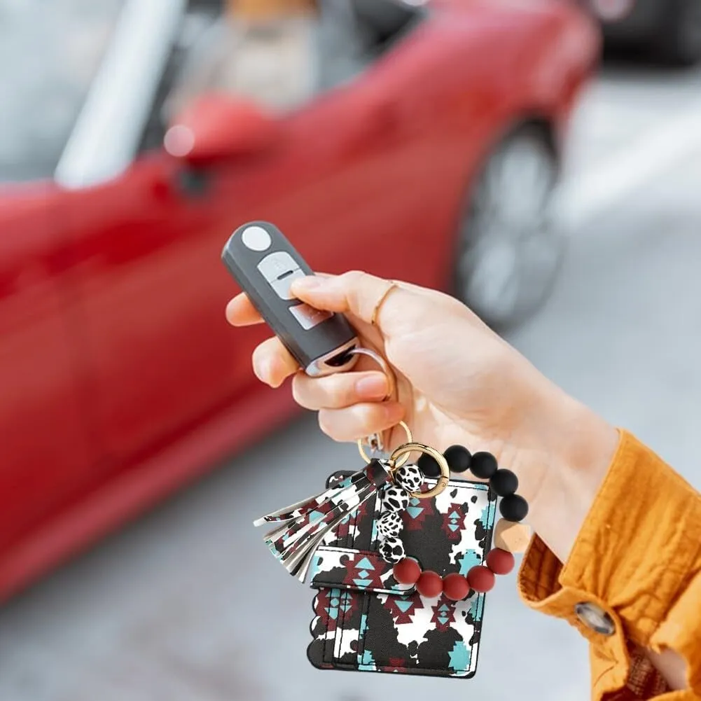 Zcargel Wristlet Wallet Bracelet Keychain Wallets Women Key Ring Silicone Cards Bag Keychain Wrist Chain With Tassel Pendant