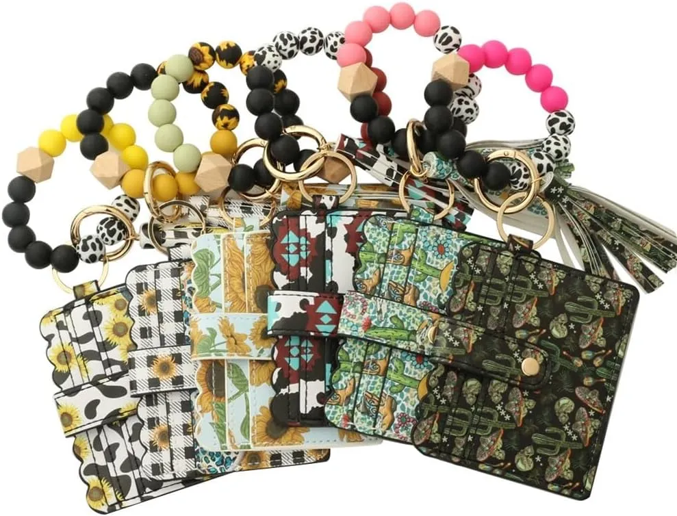 Zcargel Wristlet Wallet Bracelet Keychain Wallets Women Key Ring Silicone Cards Bag Keychain Wrist Chain With Tassel Pendant