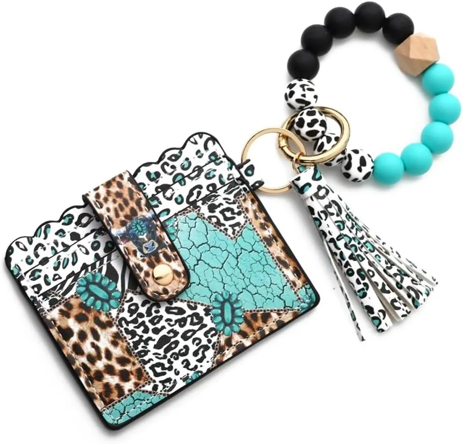 Zcargel Wristlet Wallet Bracelet Keychain Wallets Women Key Ring Silicone Cards Bag Keychain Wrist Chain With Tassel Pendant