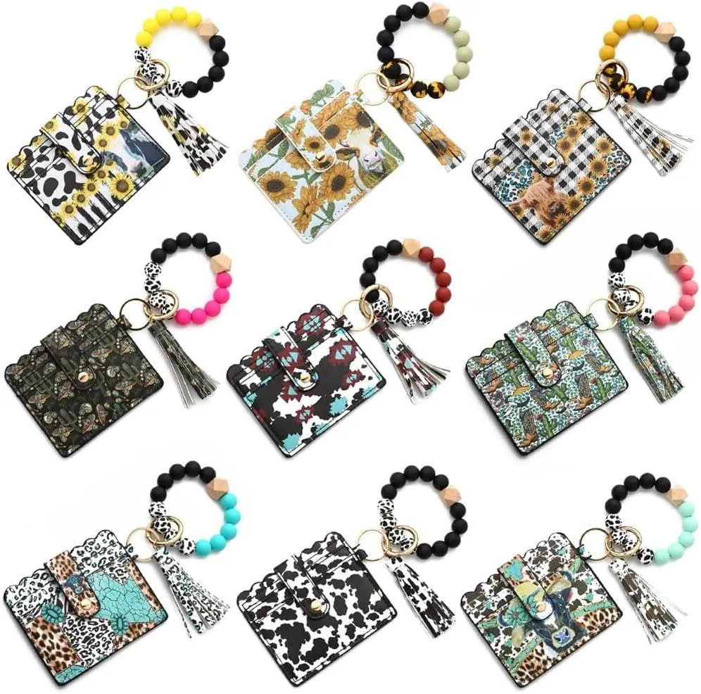Zcargel Wristlet Wallet Bracelet Keychain Wallets Women Key Ring Silicone Cards Bag Keychain Wrist Chain With Tassel Pendant