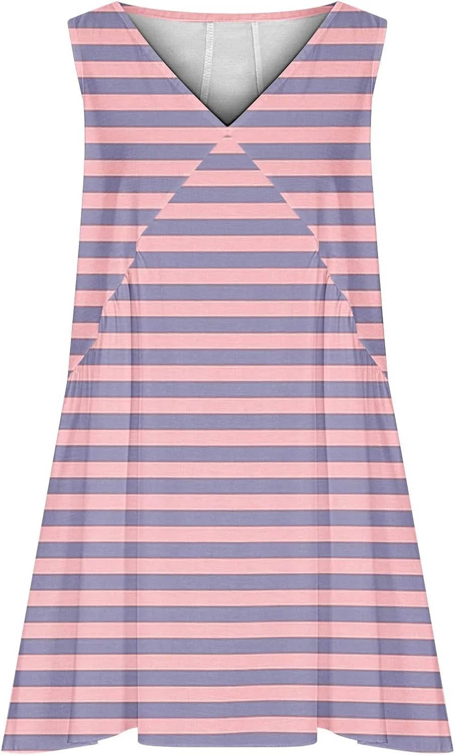 ZDRZK Flowy Dresses for Women Summer Stripes Casual Sleeveless Mini Dress 2024 Babydoll Swing Pleated Beach Sundresses