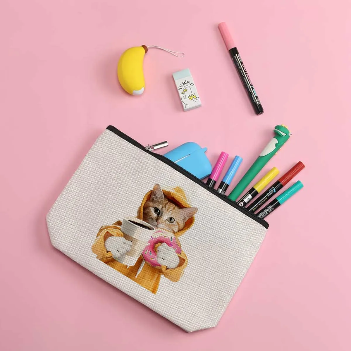 ZHAMEN Cat Gifts Makeup Bag Cat Lover Gifts for Women Themed Makeup Pouch Mom Stuff Birthday for Women Girlfriend Wife Mom Lady Cosmetic Travel Bag