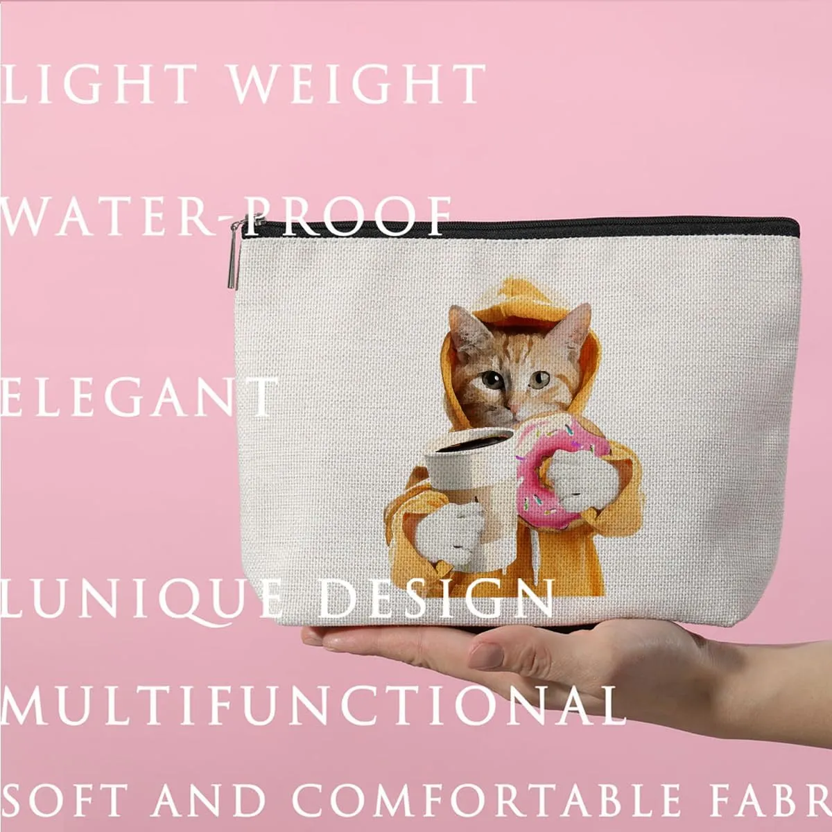 ZHAMEN Cat Gifts Makeup Bag Cat Lover Gifts for Women Themed Makeup Pouch Mom Stuff Birthday for Women Girlfriend Wife Mom Lady Cosmetic Travel Bag