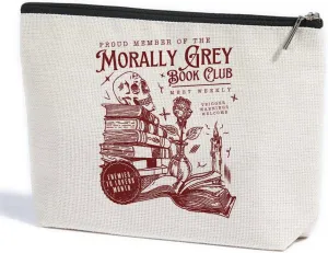 ZHAMEN Dark Romance Makeup Bag, Book Lovers Gifts Spooky Skeleton Cosmetic Bag, Bookish Gifts Book Club Gifts for Women Girl Book Fans Best Friends Aunt, Toiletry Bag for Christmas Halloween Birthday