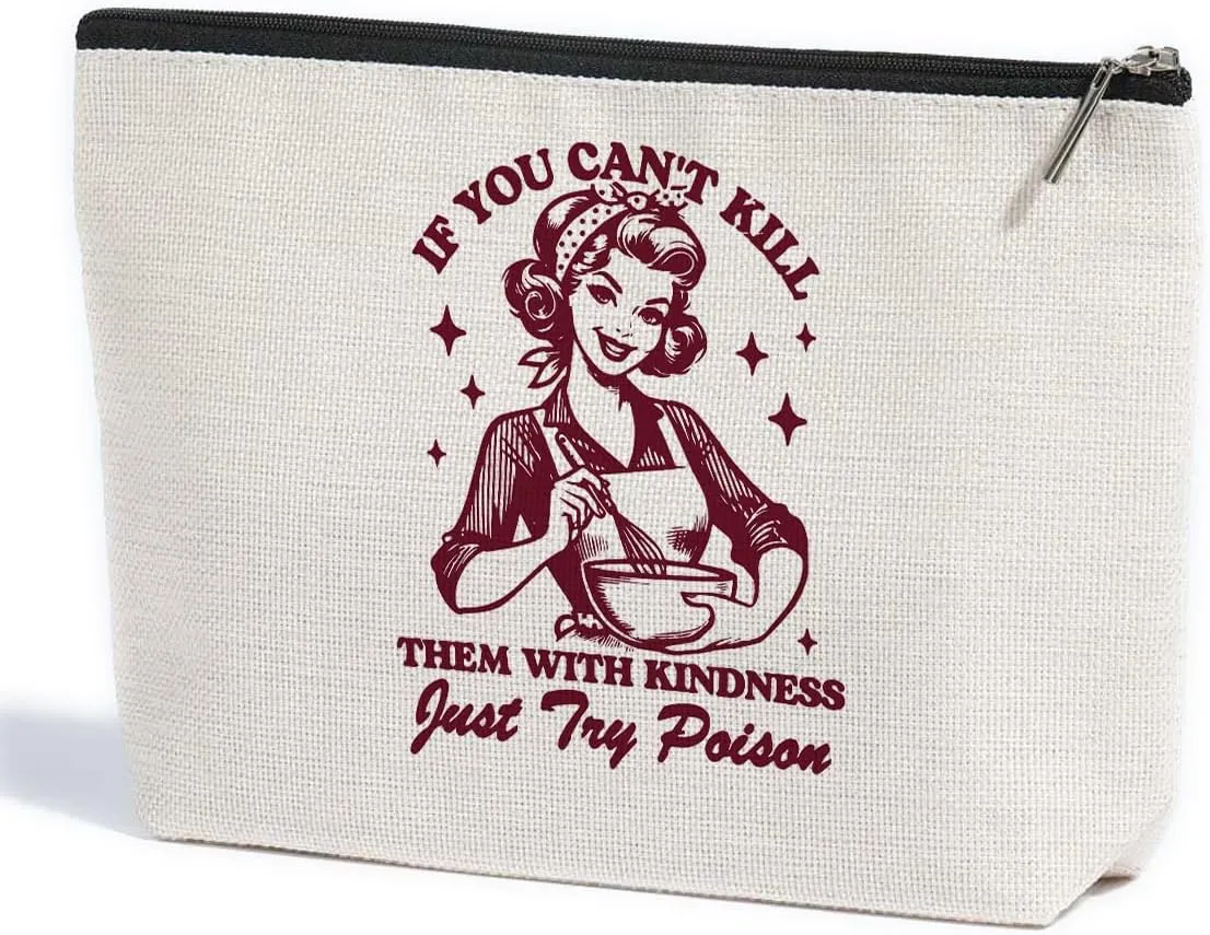 ZHAMEN Funny Housewife Makeup Bag, Cosmetic Bag, Novelty Gifts for Women Female Mom Best Friends Auntie, Humor Toiletry Bag for Christmas Halloween Birthday