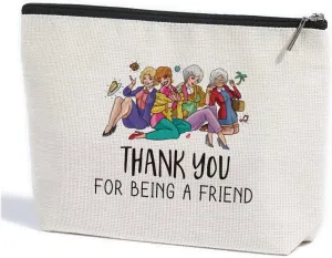 ZHAMEN N Funny Golden Friends Makeup Bag Thank You for Being A Friend Girls Inspired Gift TV Show Merchandise for Women Fans Teens Girls Grandma Mom Friends Her Nurse Mothers Day Birthday Friendship