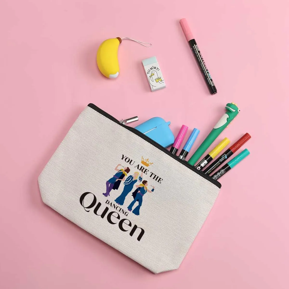 ZHAMEN N Funny Mamma Musical Comedy Makeup Bag Dancing Queen Mamma Fans Inspired Gift for Music Lovers Women Dance Fans Teens Daughter Friends Her Nurse Graduation Birthday Camping
