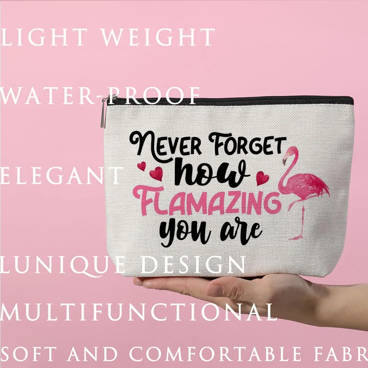 ZHAMEN Novelty Flamingo Decor Makeup Bag Gifts Makeup Pouch Birthday Christmas for Women Friends Flamingo Lover Family BFF Animal Lovers Cosmetic Travel Bag