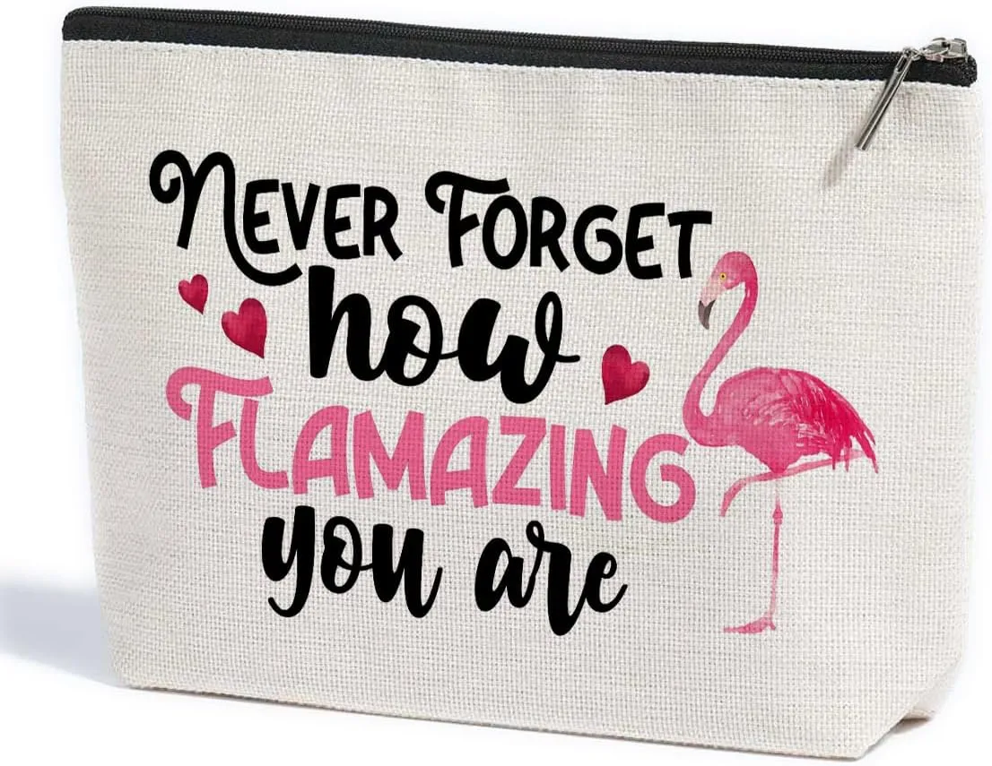 ZHAMEN Novelty Flamingo Decor Makeup Bag Gifts Makeup Pouch Birthday Christmas for Women Friends Flamingo Lover Family BFF Animal Lovers Cosmetic Travel Bag