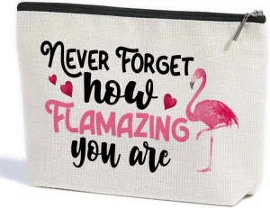 ZHAMEN Novelty Flamingo Decor Makeup Bag Gifts Makeup Pouch Birthday Christmas for Women Friends Flamingo Lover Family BFF Animal Lovers Cosmetic Travel Bag