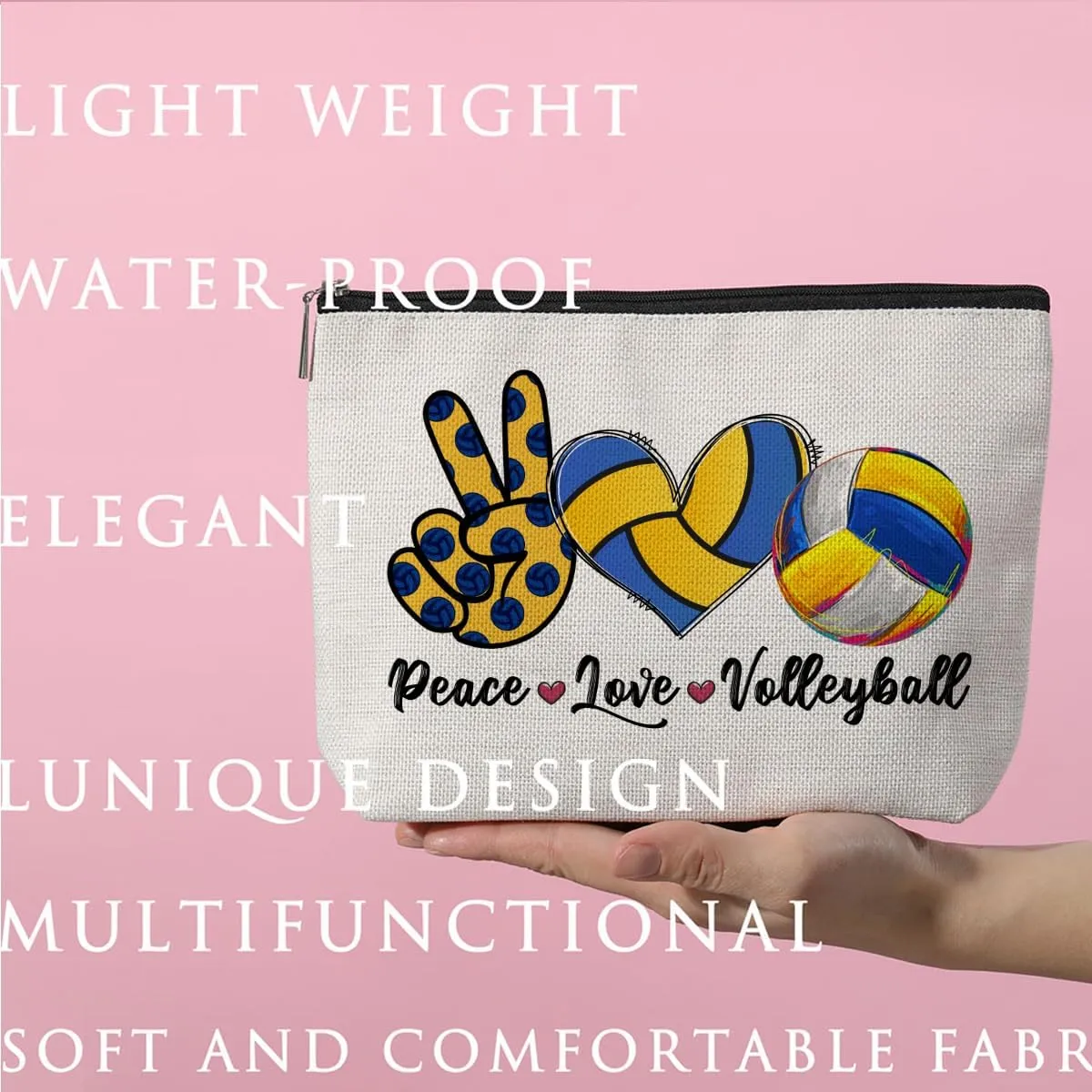 ZHAMEN Volleyball Stuff Volleyball Gifts Volleyball Makeup Bag Graduation Mothers Day Birthday Volleyball Accessories for Women Sports Volleyball Player Lover Coach Fans Daughter Sister Cosmetic Bag